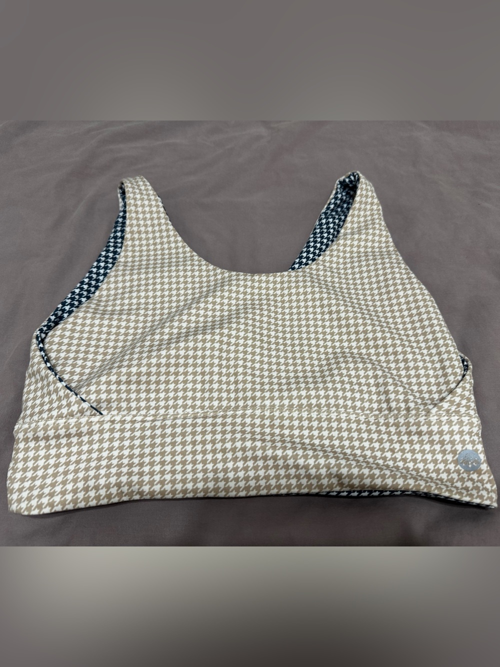 Senita Athletics Reversible Houndstooth Tank Top - Beige & Navy